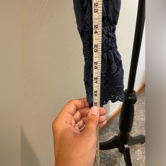 Free people M navy Olivia Lace Top Blouse - Picture 5 of 10